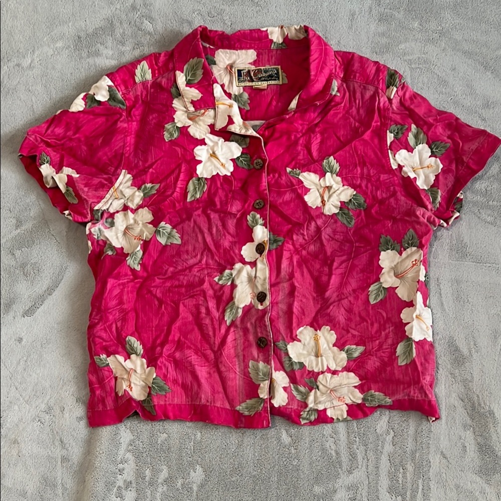 Floral‎ Button-Up Shirt in Pink and White